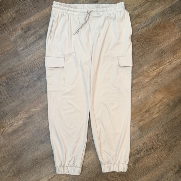 Yogalicious Pants - Yogalicious Lux Aviator Jogger Pant Beige Stone Cargo Women XL High Rise Stretch